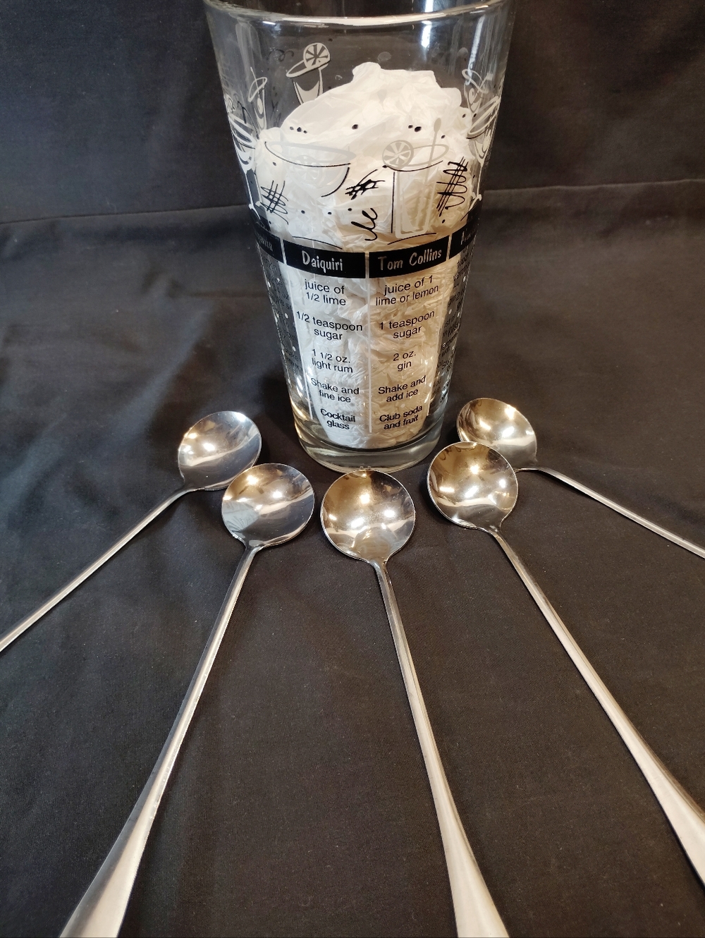 Libbey Clear Glass Cocktail Recipe Pint - Black Print